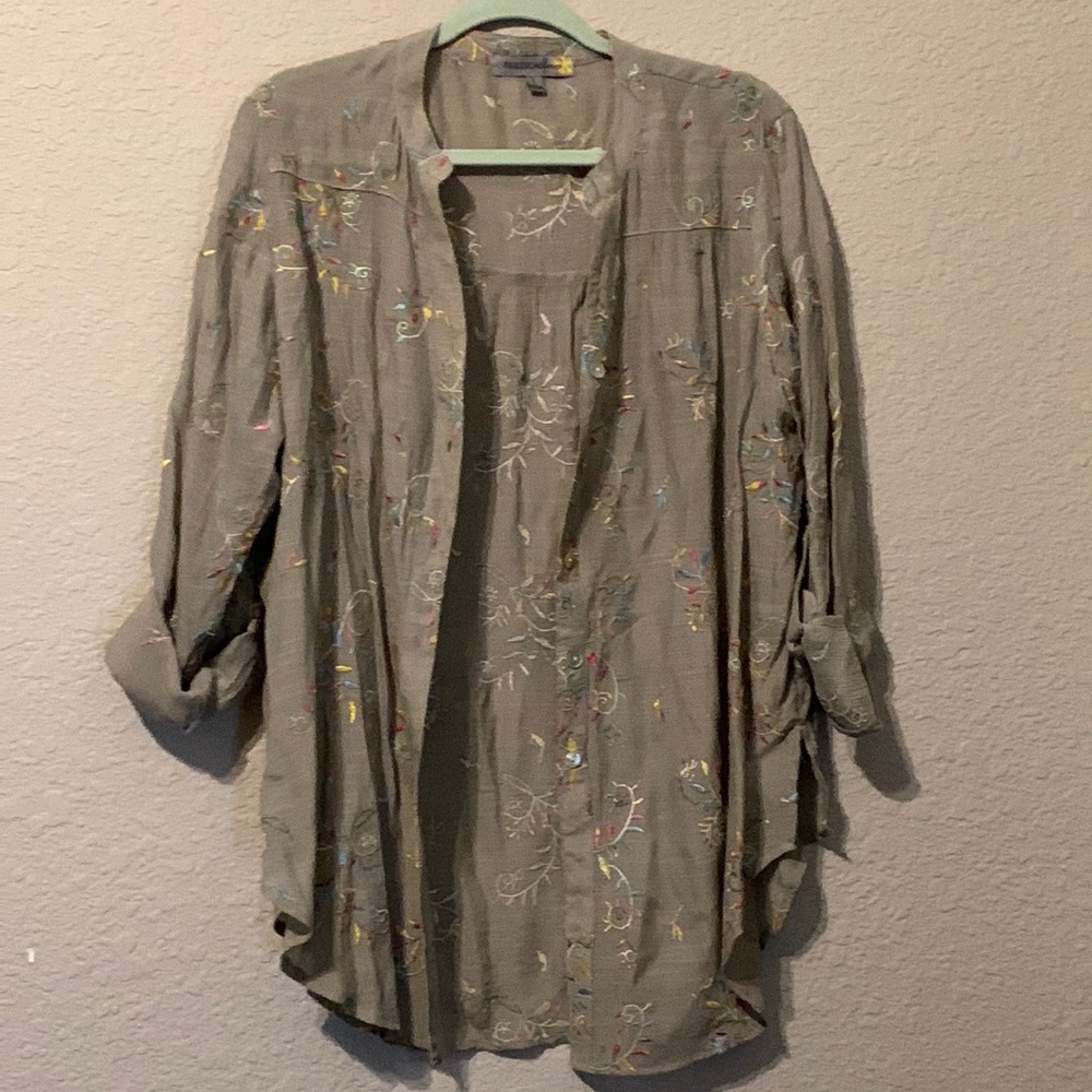 Women’s button up embroidered blouse
